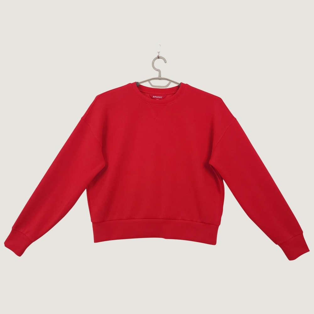 Spanx AirEssentials Crewneck Sweatshirt Medium Vibrant Red Pullover Casual Soft